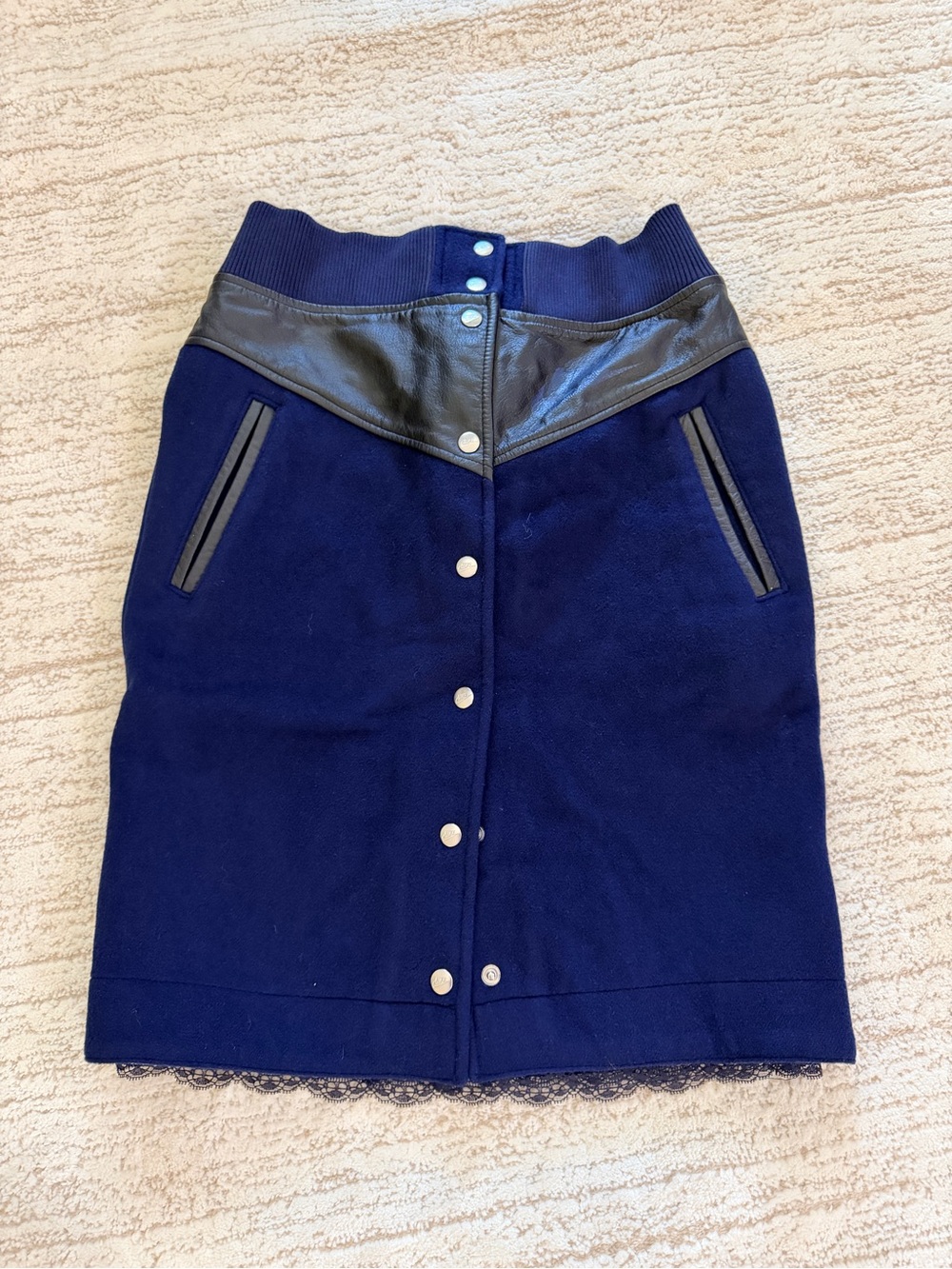 Nike Navy and Black leather snap button Skirt S